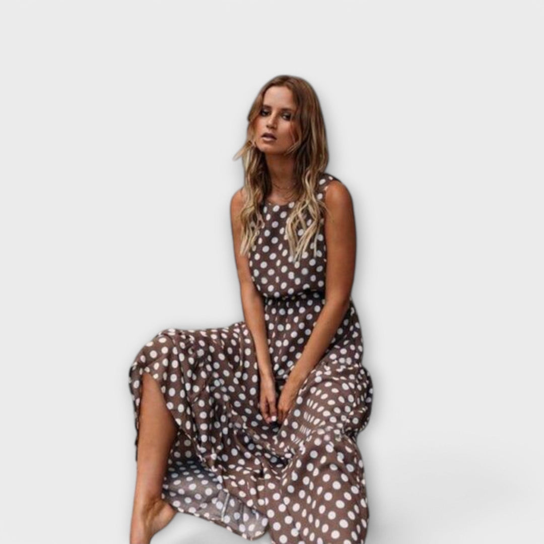 Danae - Robe midi bohème à pois