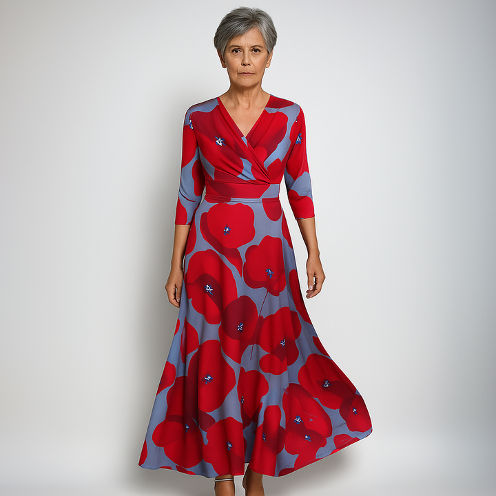 Emily | Robe Longue Portefeuille à Fleurs