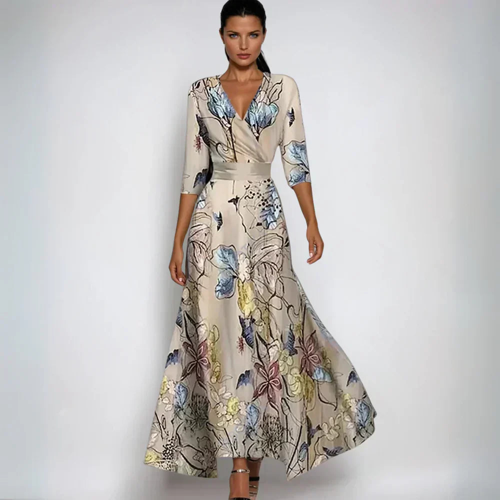 Emily | Robe Longue Portefeuille à Fleurs