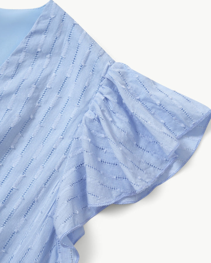 Lara | Robe midi avec encolure en V et manches à volants