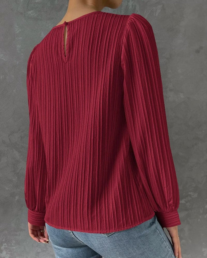 Katia | Blouse avec Manches Lanternes et Texture Verticale