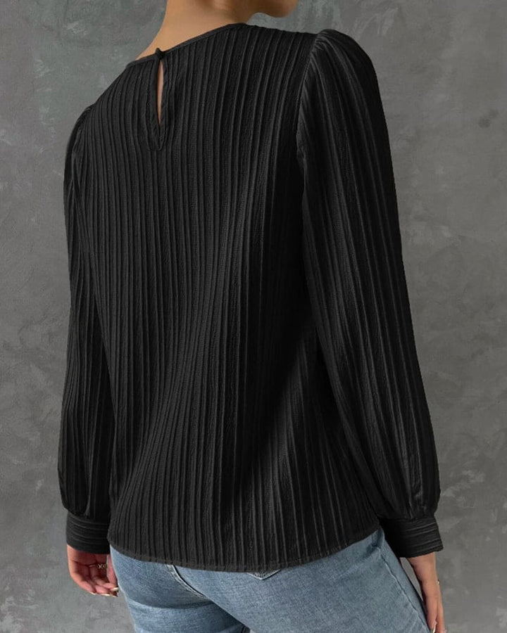 Katia | Blouse avec Manches Lanternes et Texture Verticale