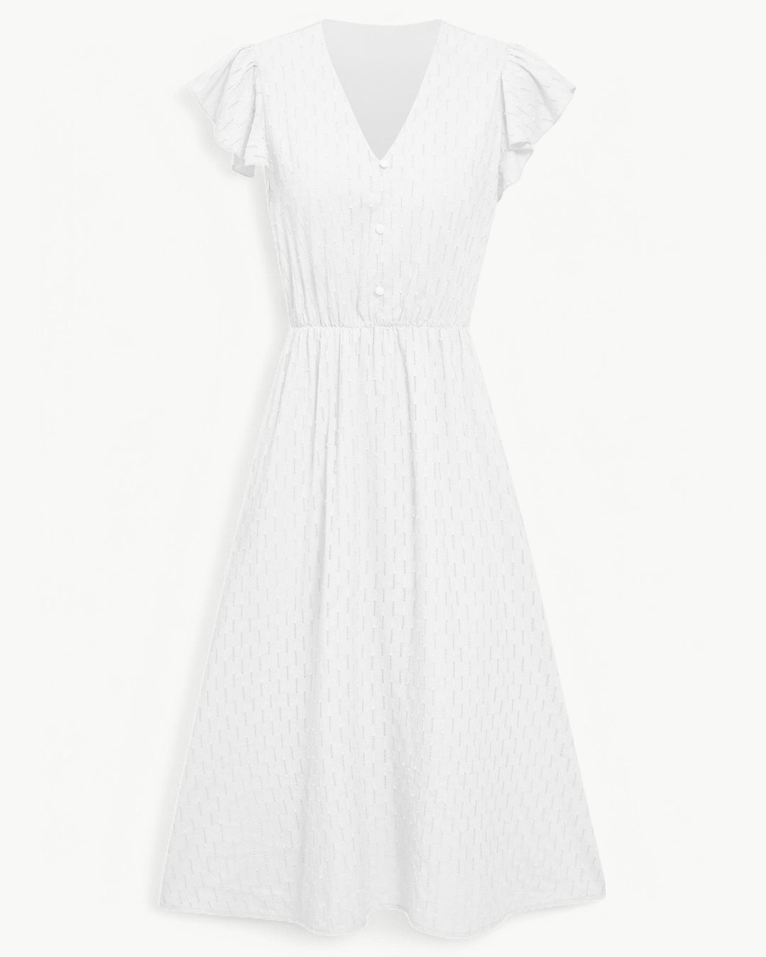 Lara | Robe midi avec encolure en V et manches à volants