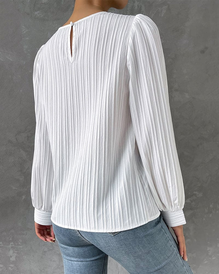 Katia | Blouse avec Manches Lanternes et Texture Verticale