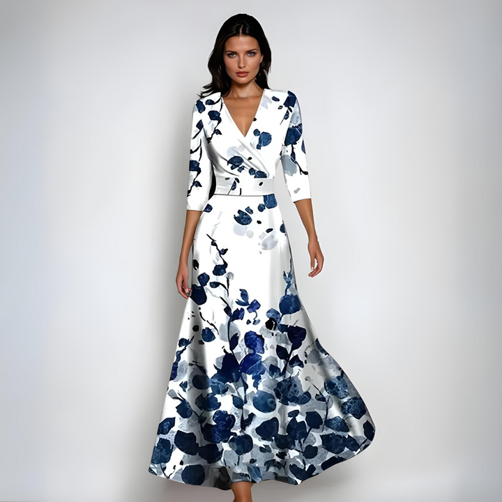 Emily | Robe Longue Portefeuille à Fleurs