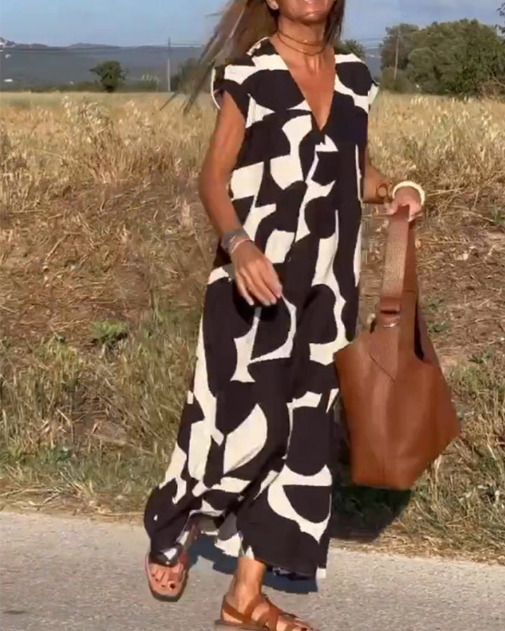 Stéphanie - Robe imprimée à col en V