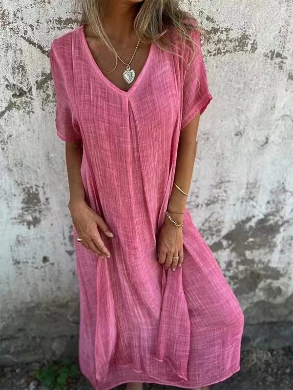 Célestine | Robe mi-longue intemporelle à col en V