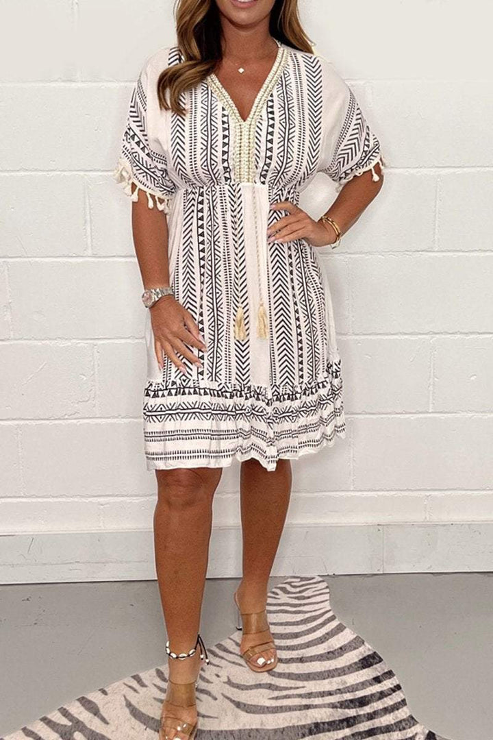 Gail | Robe Bohème Vintage à Imprimé Ethnique