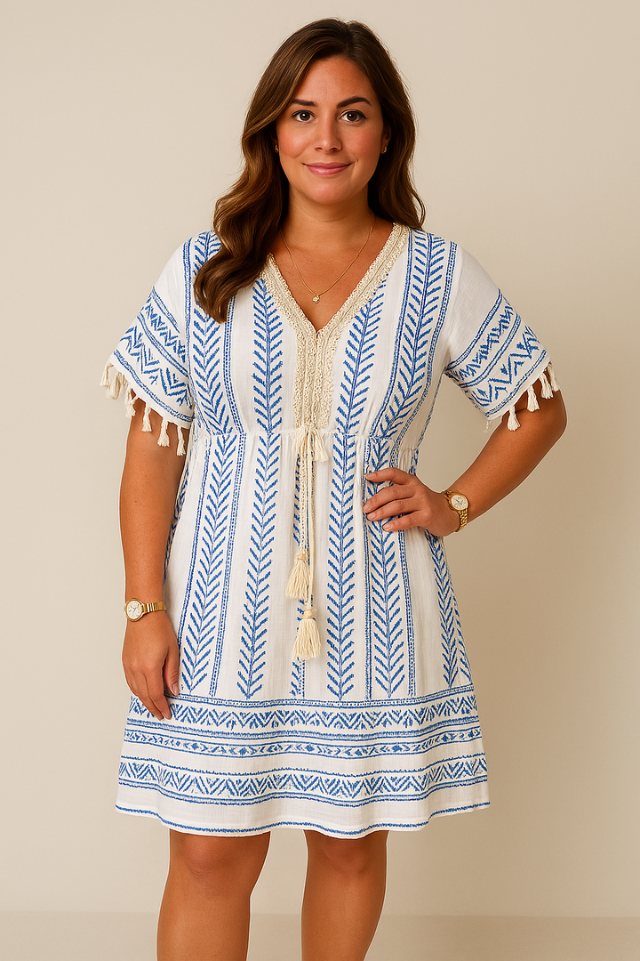 Gail | Robe Bohème Vintage à Imprimé Ethnique