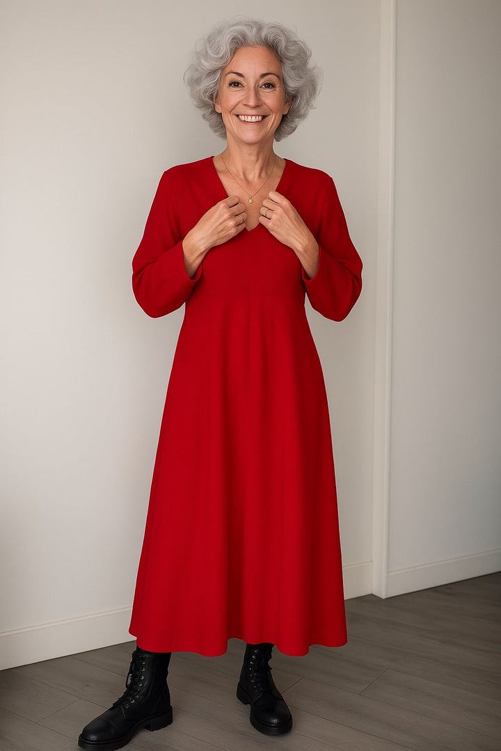 Amanda | La robe longue amincissante avec décolleté en V