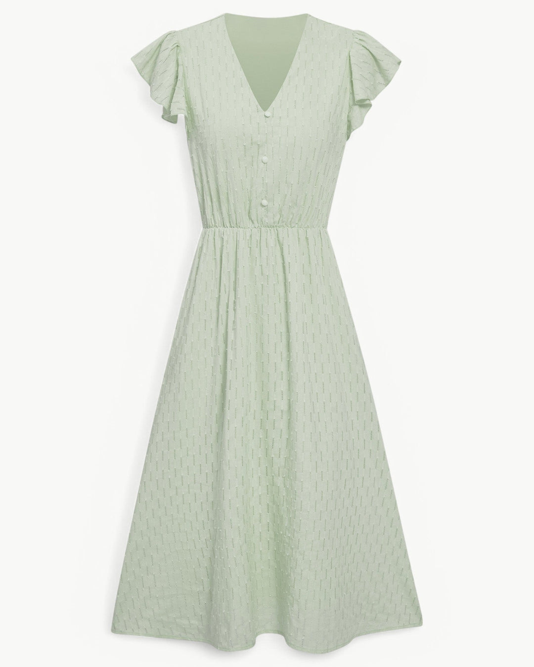 Lara | Robe midi avec encolure en V et manches à volants