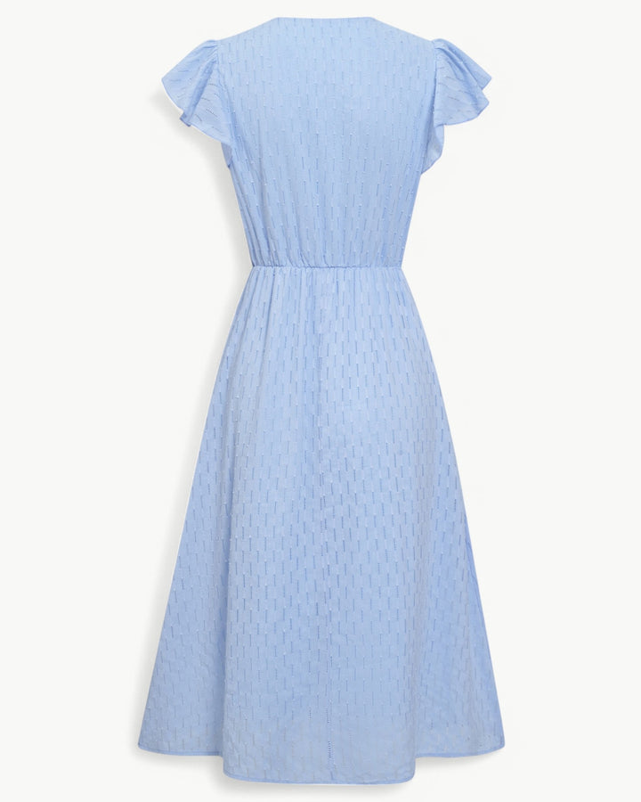 Lara | Robe midi avec encolure en V et manches à volants