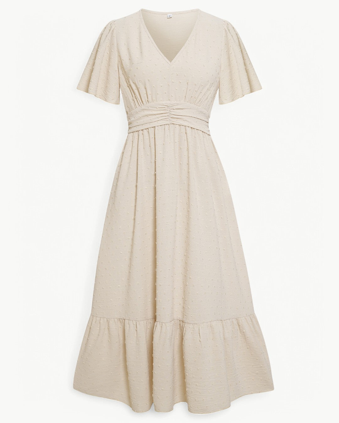 Renée | Robe mi-longue à encolure en V avec manches courtes