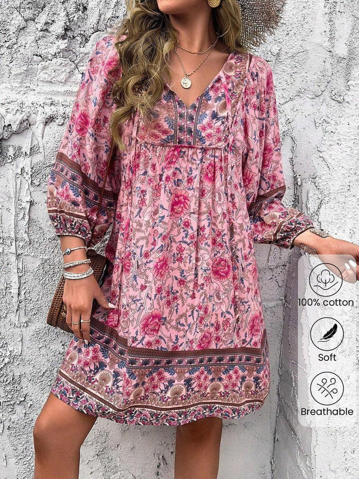 Luna | Robe Mini à Imprimé Doux avec Décolleté en V