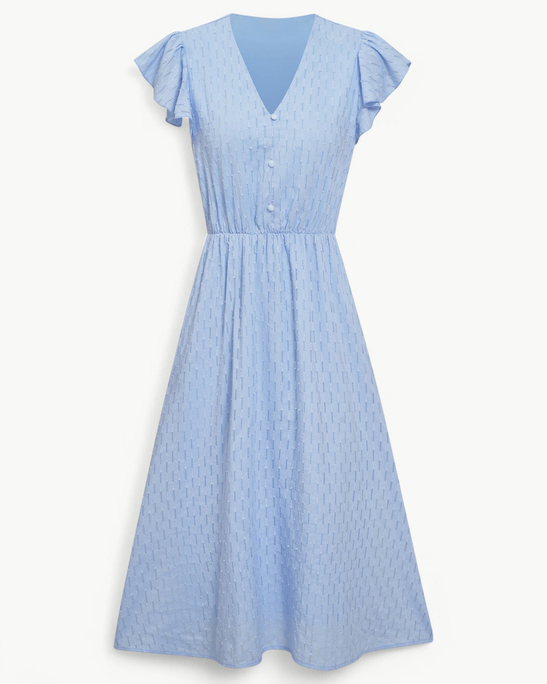 Lara | Robe midi avec encolure en V et manches à volants