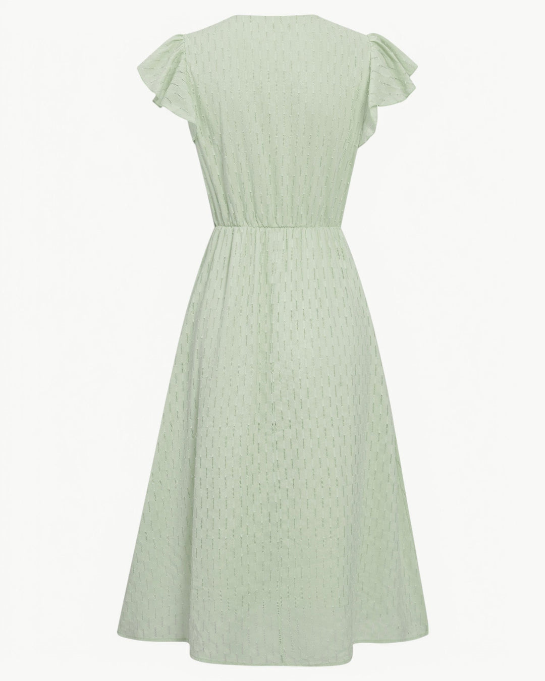 Lara | Robe midi avec encolure en V et manches à volants