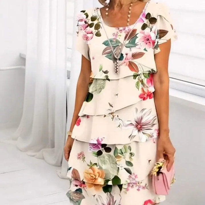 Elif™ | Robe Fleurie Plissée à Volants